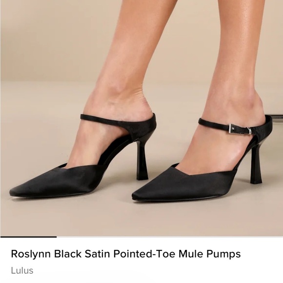 NWT Lulu's Black Satin Heels with Ankle Strap Size 10 - Picture 1 of 9